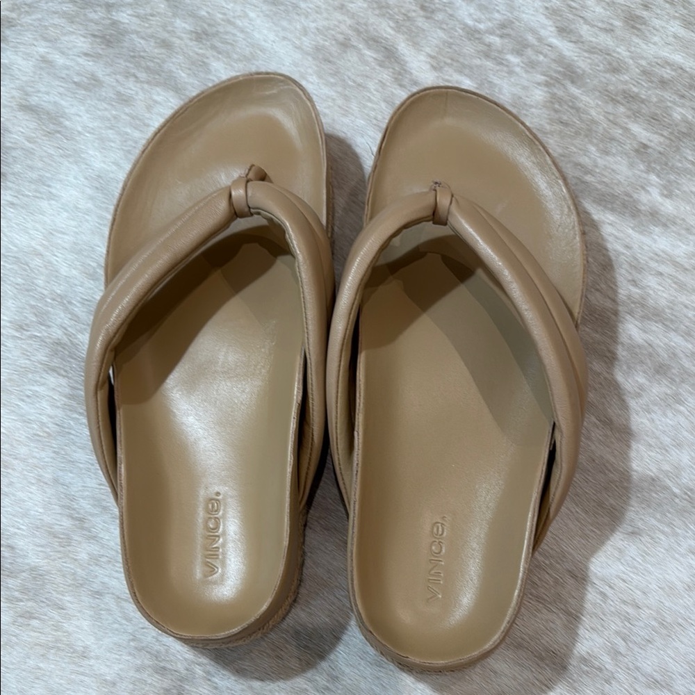 Vince Tan Slide Sandals Minimalist Design